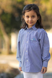 BLOUSE BLUE CHECK F/S FOR GIRLS