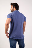 MENS POLO TEAL BLUE FRONT EMB