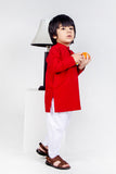 KIDS SHALWAR KAMEEZ RED WITH POCKET EMB