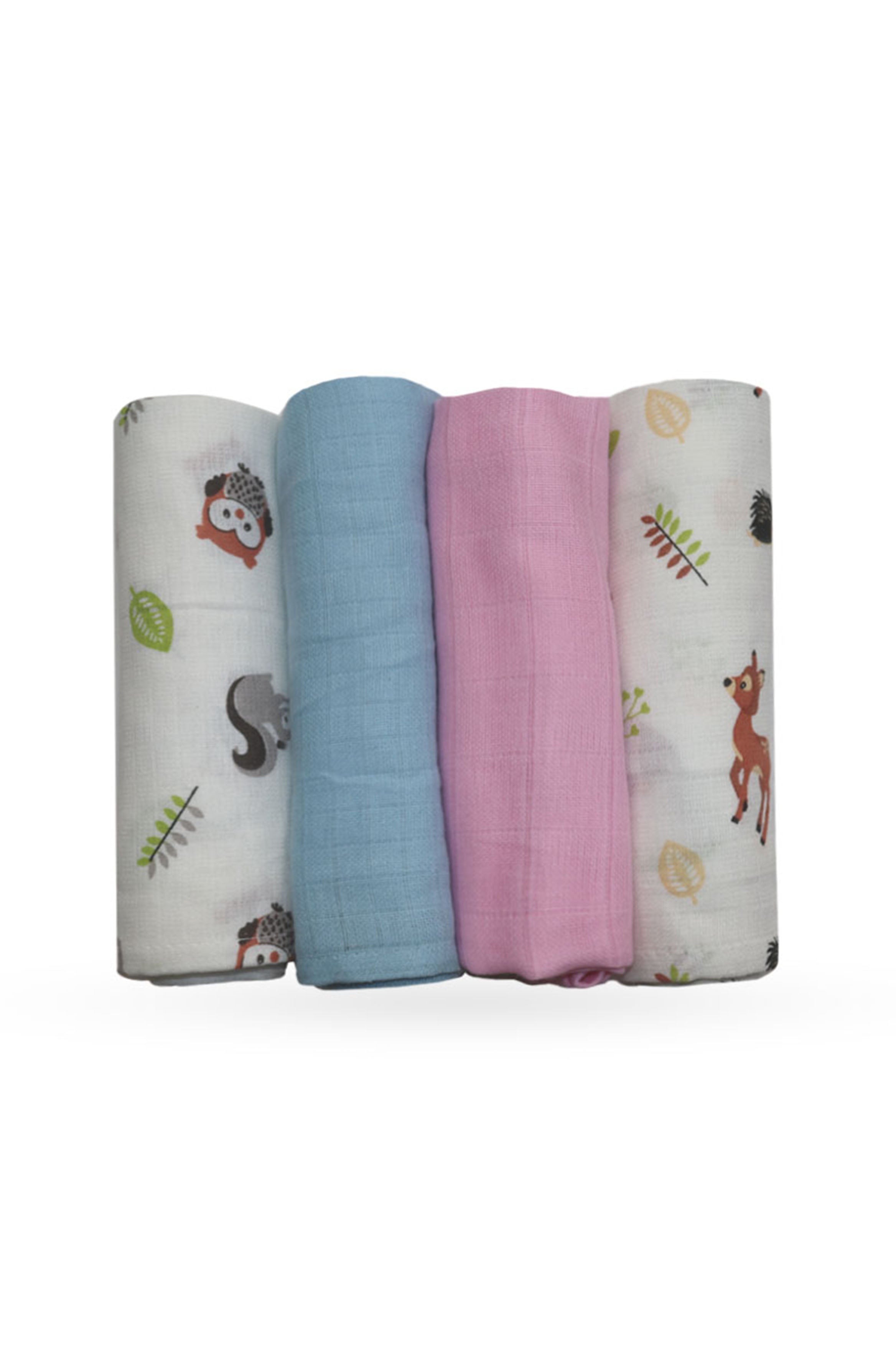 ESSENTIALS ORGANIC MUSLIN SWADDLE BLANKET PACK OF 4