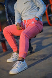 MENS TROUSER PINK WITH  SPACE OUT EMB