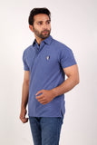 MENS POLO TEAL BLUE FRONT EMB