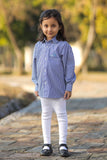 BLOUSE BLUE CHECK F/S FOR GIRLS