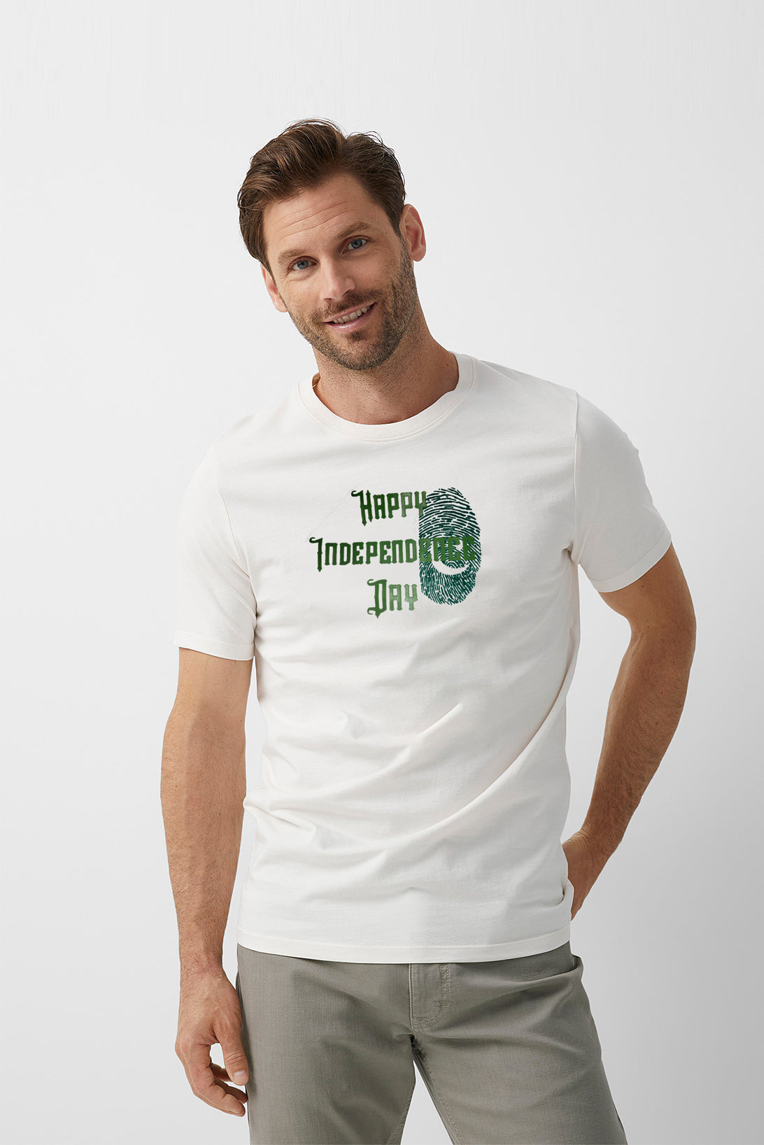 MEN'S T-SHIRT FINGER INDEPENDENCE DAY PRINT
