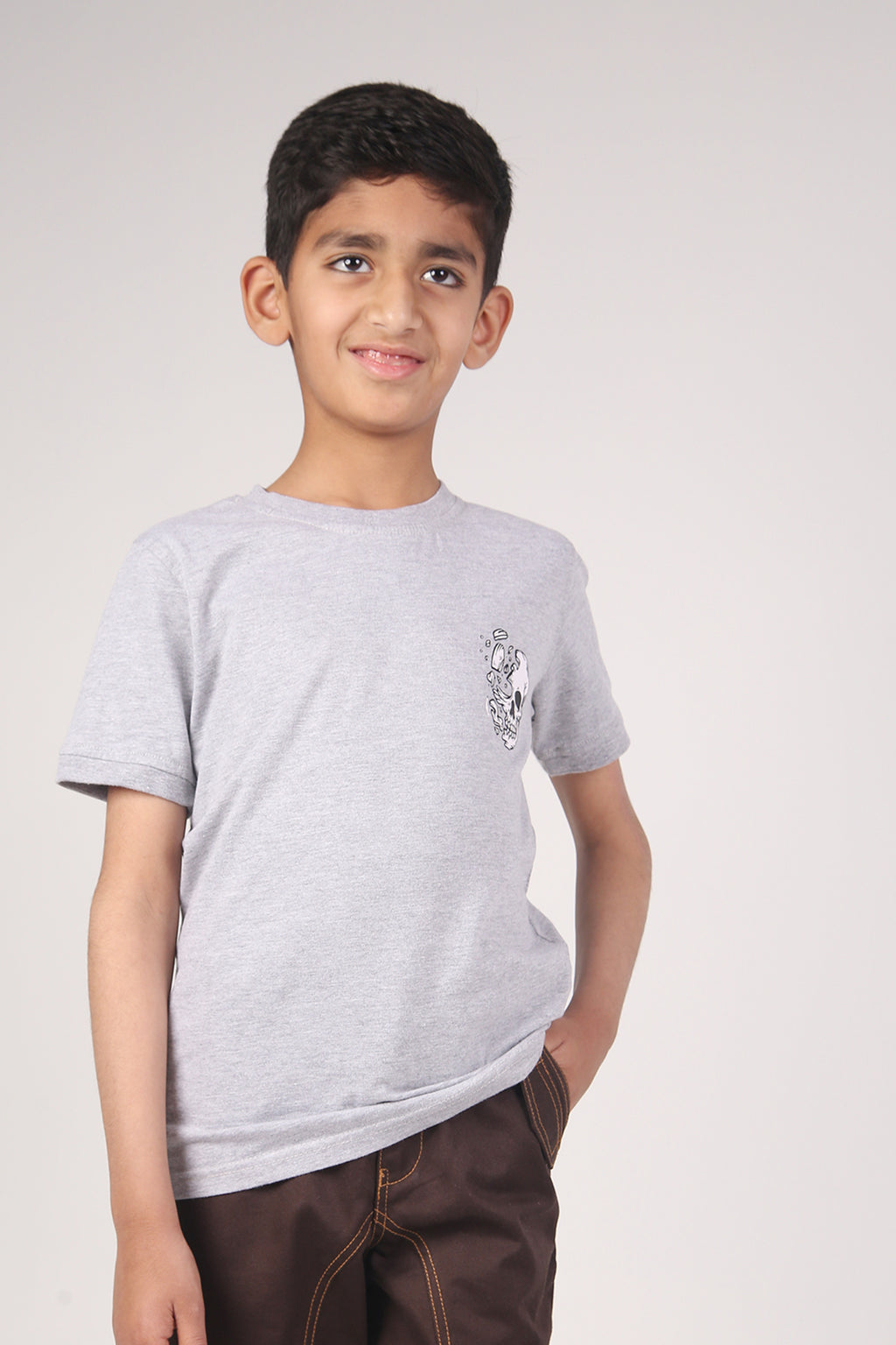 BOY'S T-SHIRT FUNKY WHITE WITH "SKULL" PRINTING