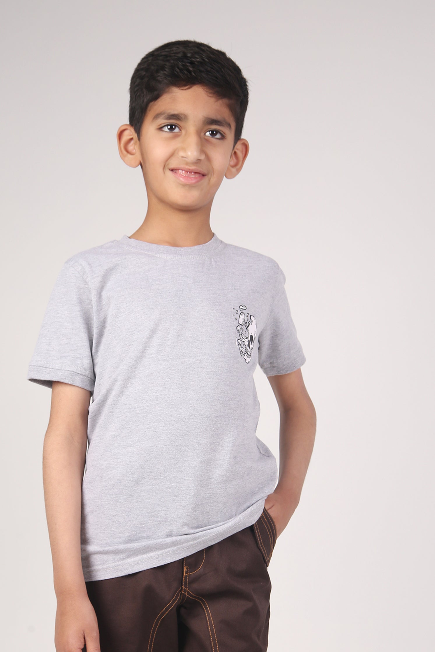 BOY'S T-SHIRT FUNKY WHITE WITH "SKULL" PRINTING