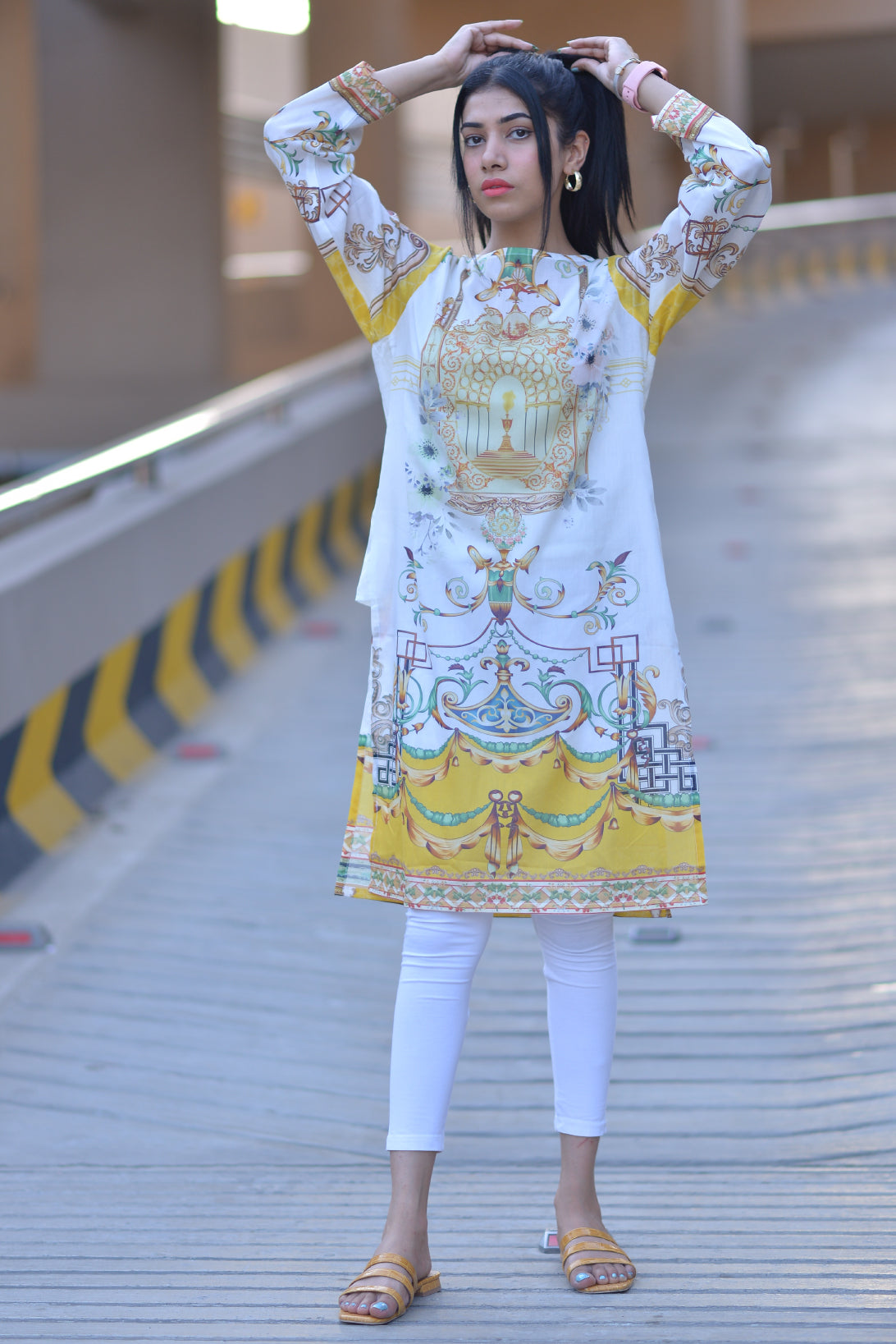 DIGITAL PRINTED SHIRT YELLOW WHITE