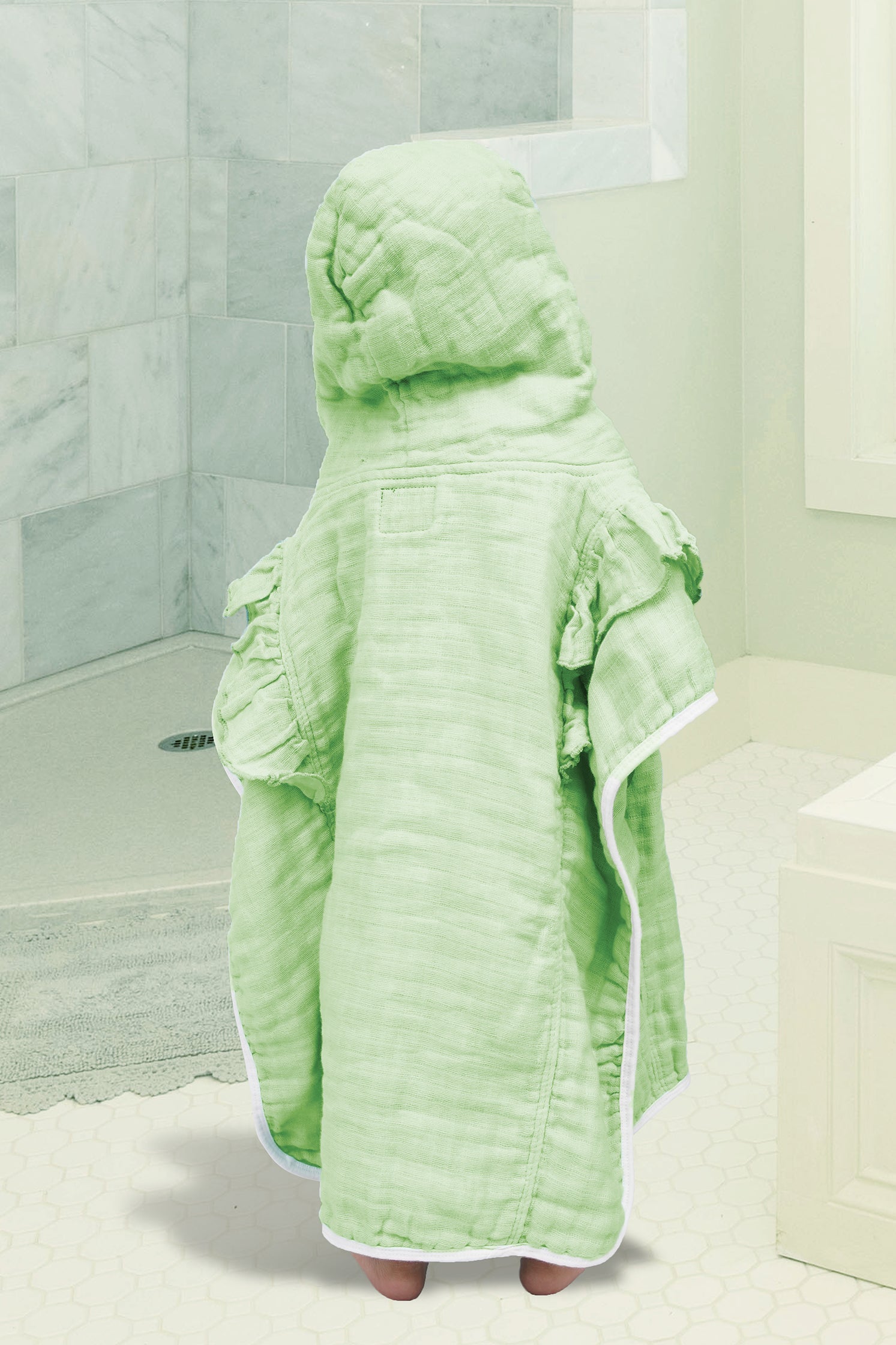 KID'S HOOD TOWEL FRILL STYLE GREEN