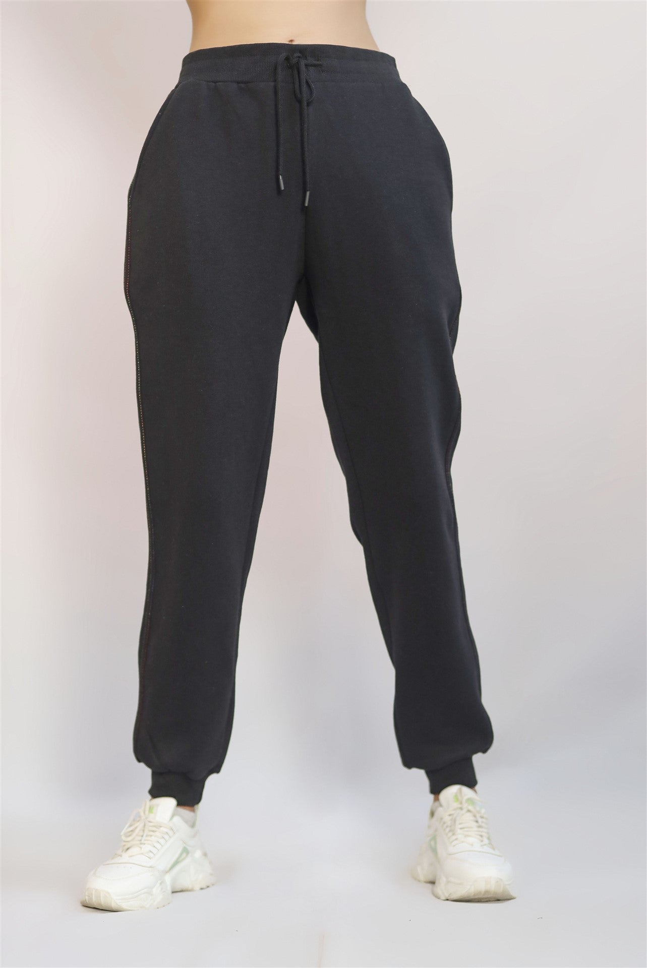 COTTON KNITTED TERRY TROUSER BLACK