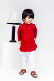 KIDS SHALWAR KAMEEZ RED WITH POCKET EMB