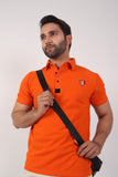 MEN POLO BURNT ORANGE FRONT EMB