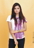 Ladies Tie & Dye Top S/J Half Purple