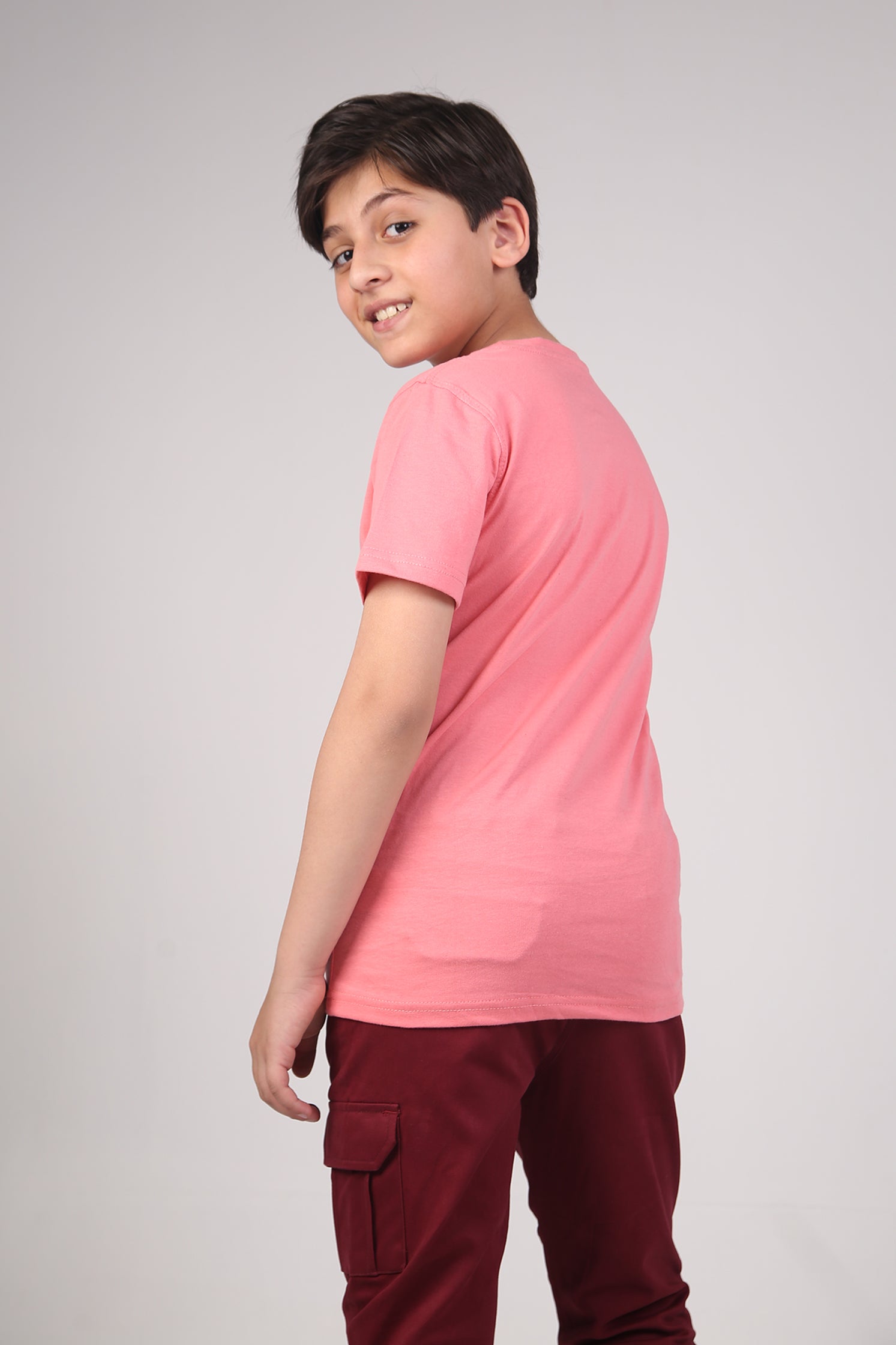 BOY'S T-SHIRT PEACH PEARL WITH SPLASH GRAPHIC PRINTING