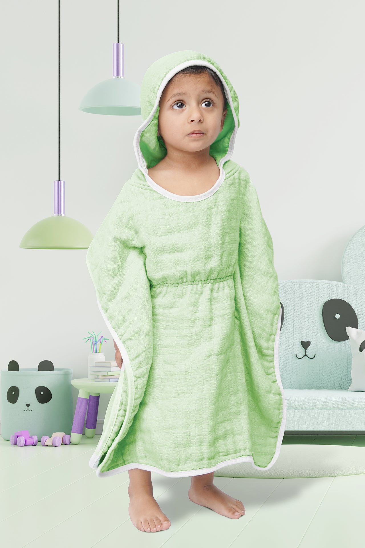 KID'S HOOD TOWEL BASIC GREEN