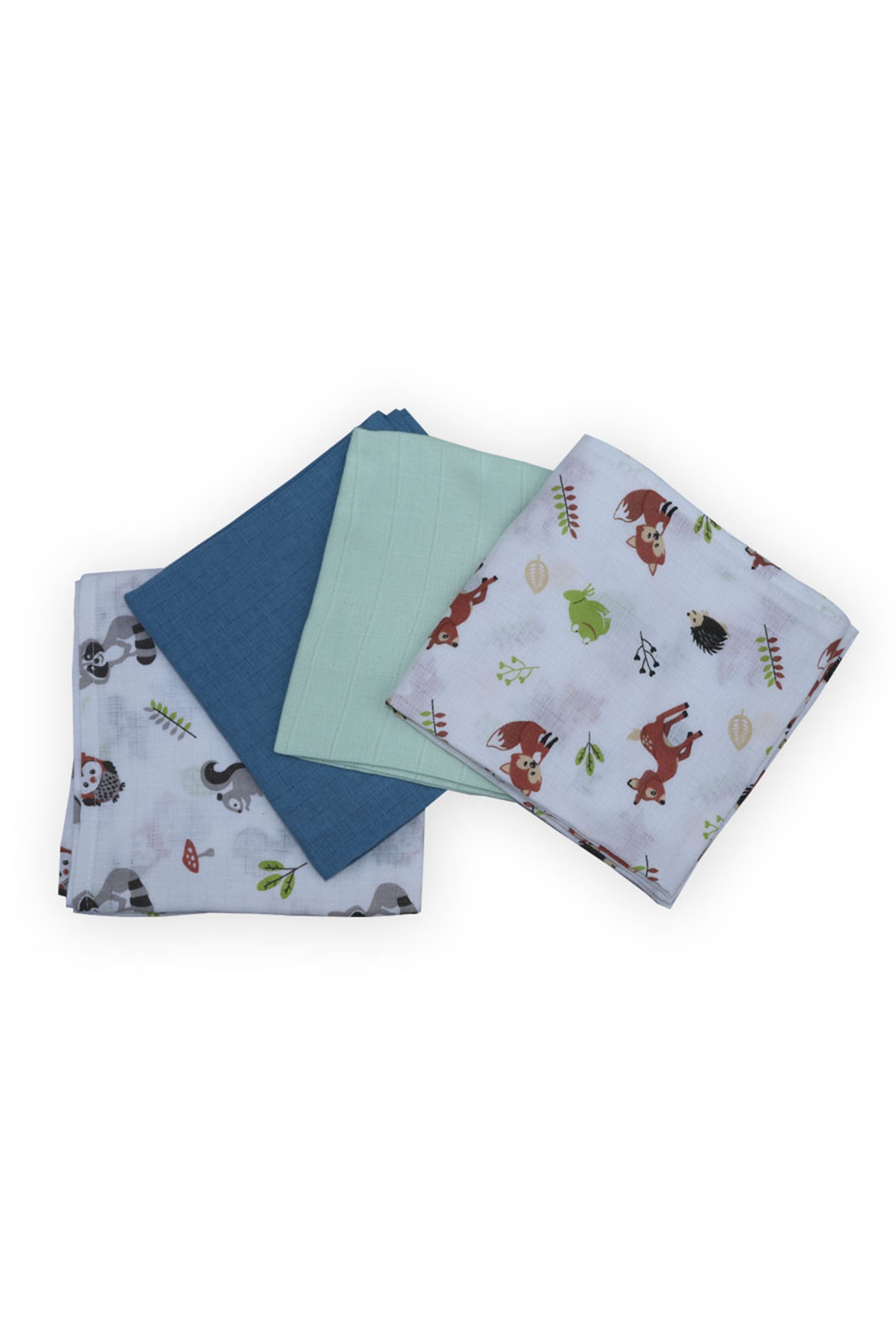ESSENTIALS ORGANIC MUSLIN SWADDLE BLANKET PACK OF 4