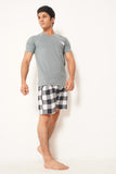 MEN PJ NIGHT SUIT WITH  SHORT GREY WHITE