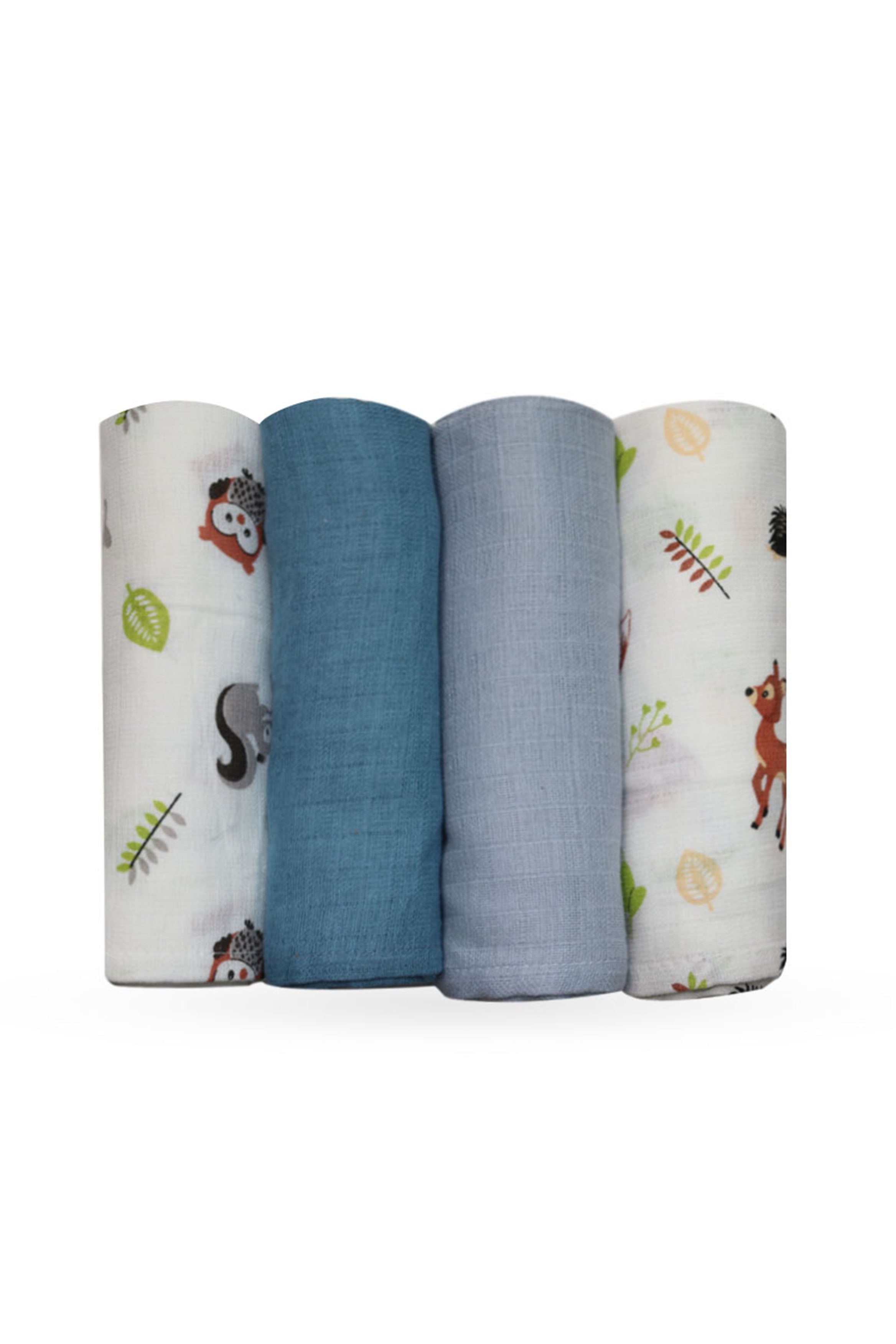 ESSENTIALS ORGANIC MUSLIN SWADDLE BLANKET PACK OF 4