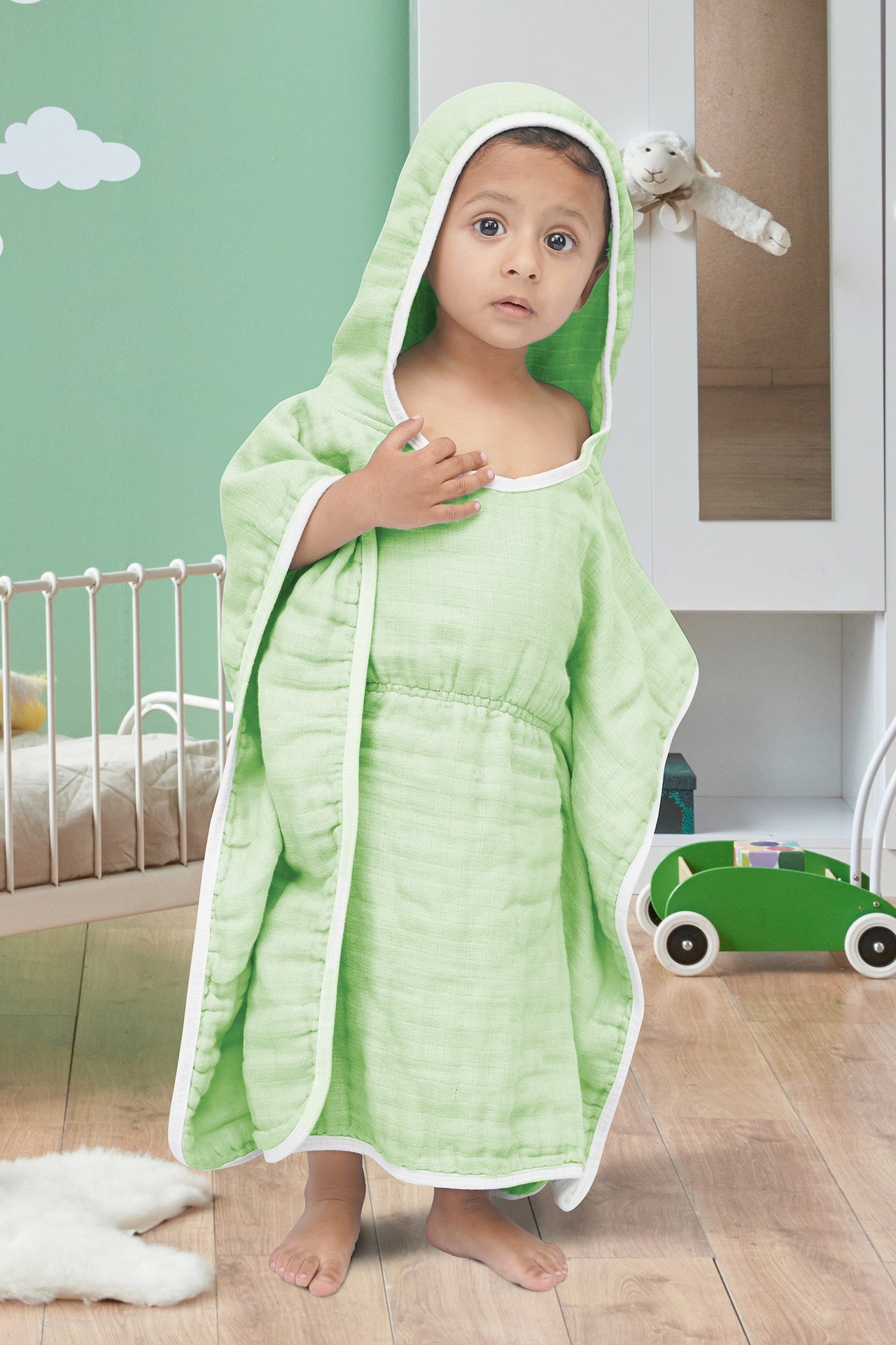 KID'S HOOD TOWEL BASIC GREEN