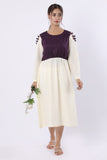 AZRA LADIES FROCK OFF WHITE & PURPLE