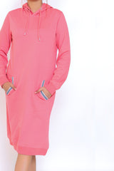 Candy Pink Basic Long Hoodie.