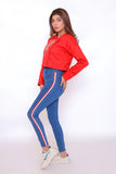 LADIES EMB CROP JACKET RED