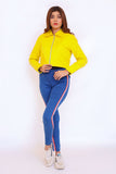 LADIES JACKET YELLOW Embriodered crop