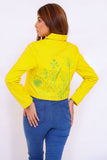 LADIES EMB CROP JACKET YELLOW