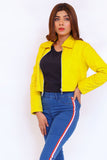 LADIES EMB CROP JACKET YELLOW