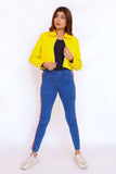 LADIES EMB CROP JACKET YELLOW