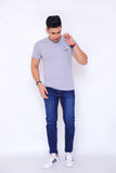 MEN'S T-SHIRT COOL GRAY SCATTERED PRINT