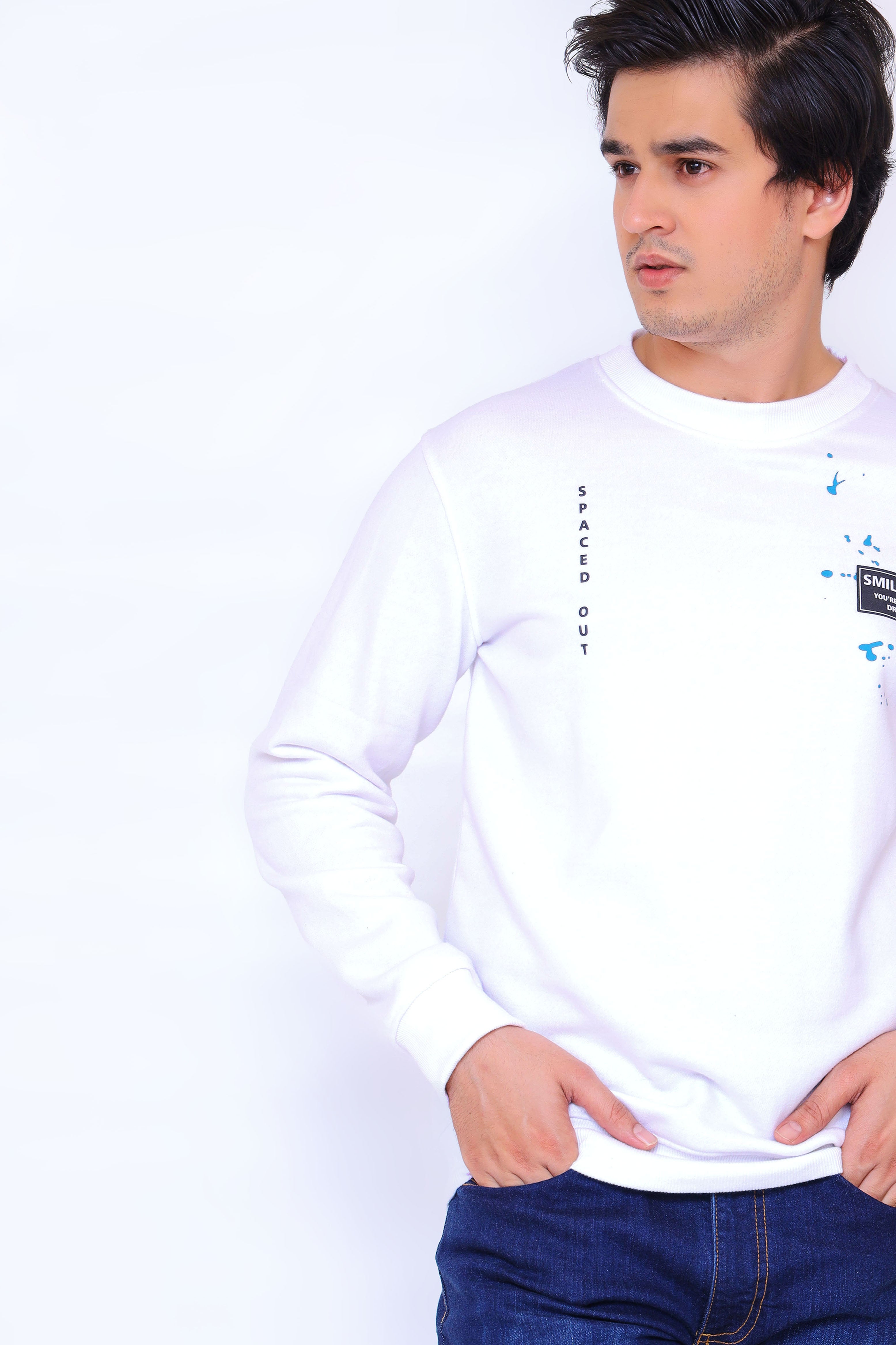 MEN'S SWEATSHIRT WHITE COLOUR WITH PRINTING