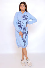 Baby Blue Bold Embroidery Hoodie