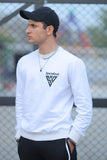 MEN'S SWEATSHIRT WHITE WITH FRONT EMB SPACEDOUT LOGO