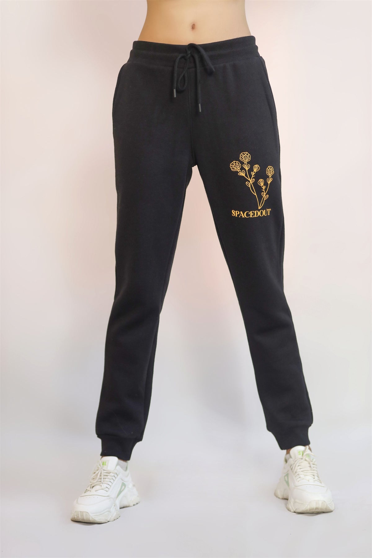 COTTON KNITTED TERRY TROUSER BLACK PRINT