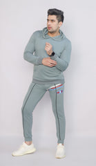 COTTON KNITTED TERRY TROUSER AQUA GREY SPACEOUT PRINT