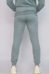 COTTON KNITTED TERRY TROUSER AQUA GREY SPACEOUT PRINT