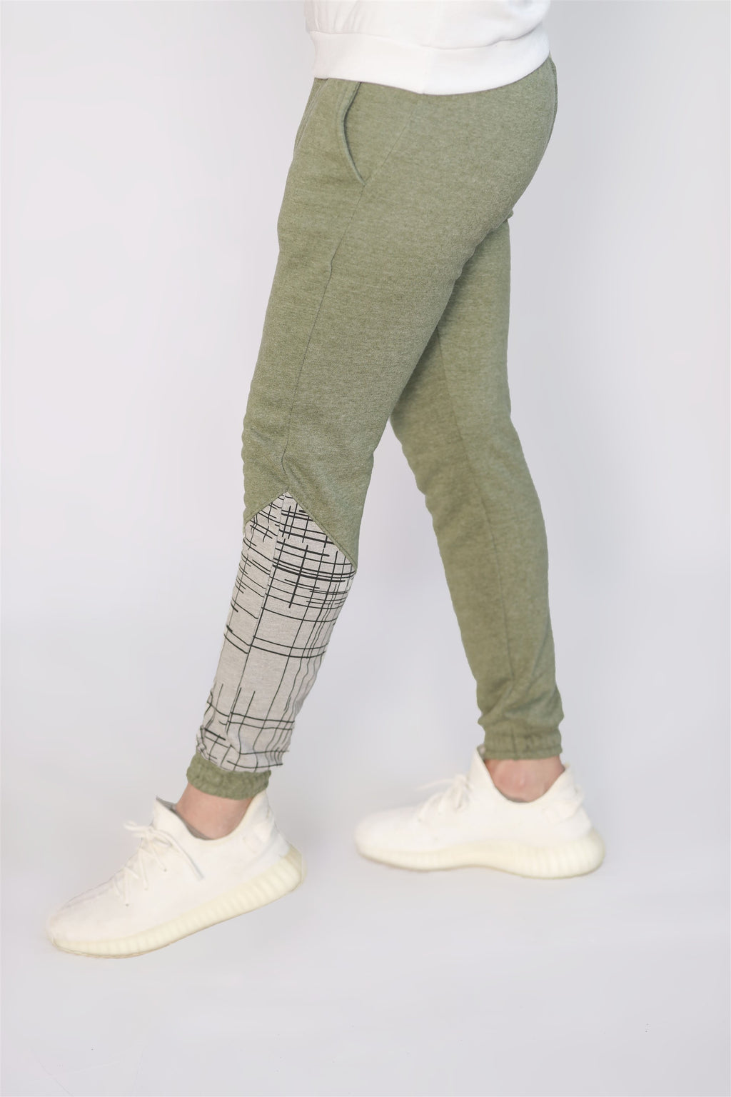 MEN'S COTTON KNITTED TERRY TROUSER GREEN PRINTING