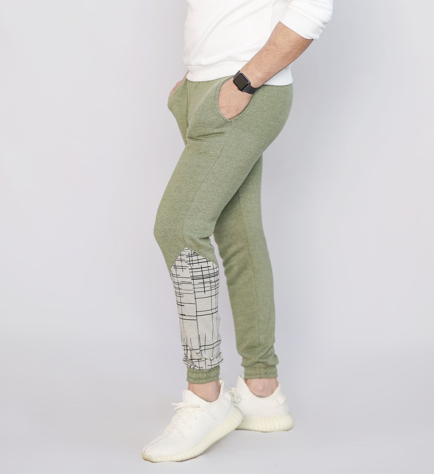 MEN'S COTTON KNITTED TERRY TROUSER GREEN PRINTING