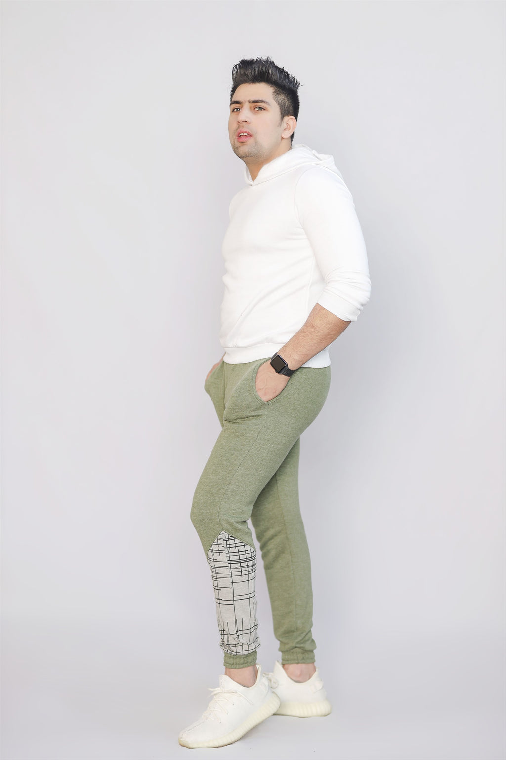 MEN'S COTTON KNITTED TERRY TROUSER GREEN PRINTING