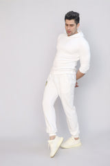 COTTON KNITTED TERRY TROUSER WHITE SPACEOUT PRINT