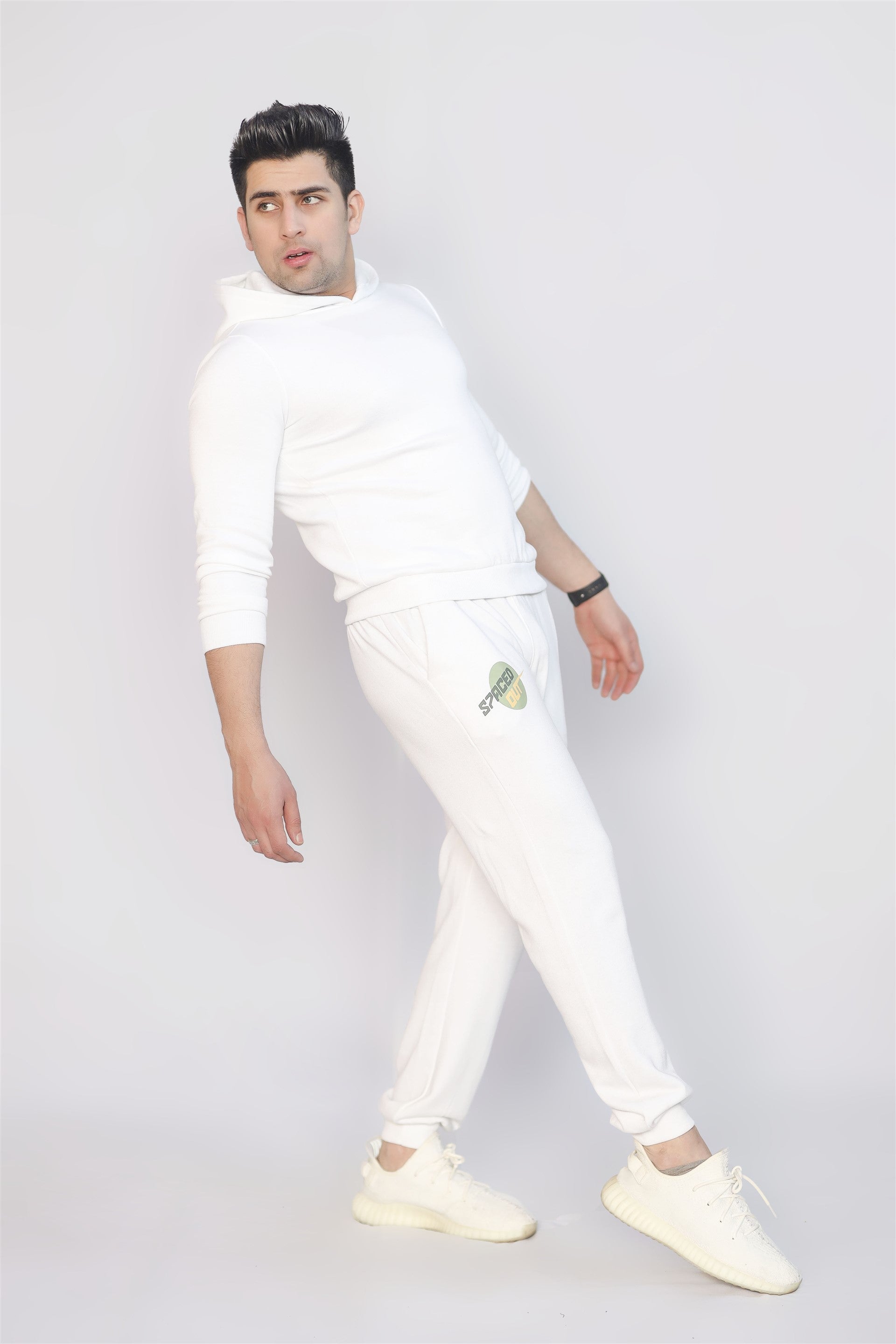 MEN'S COTTON KNITTED TERRY TROUSER WHITE SPACEDOUT PRINT