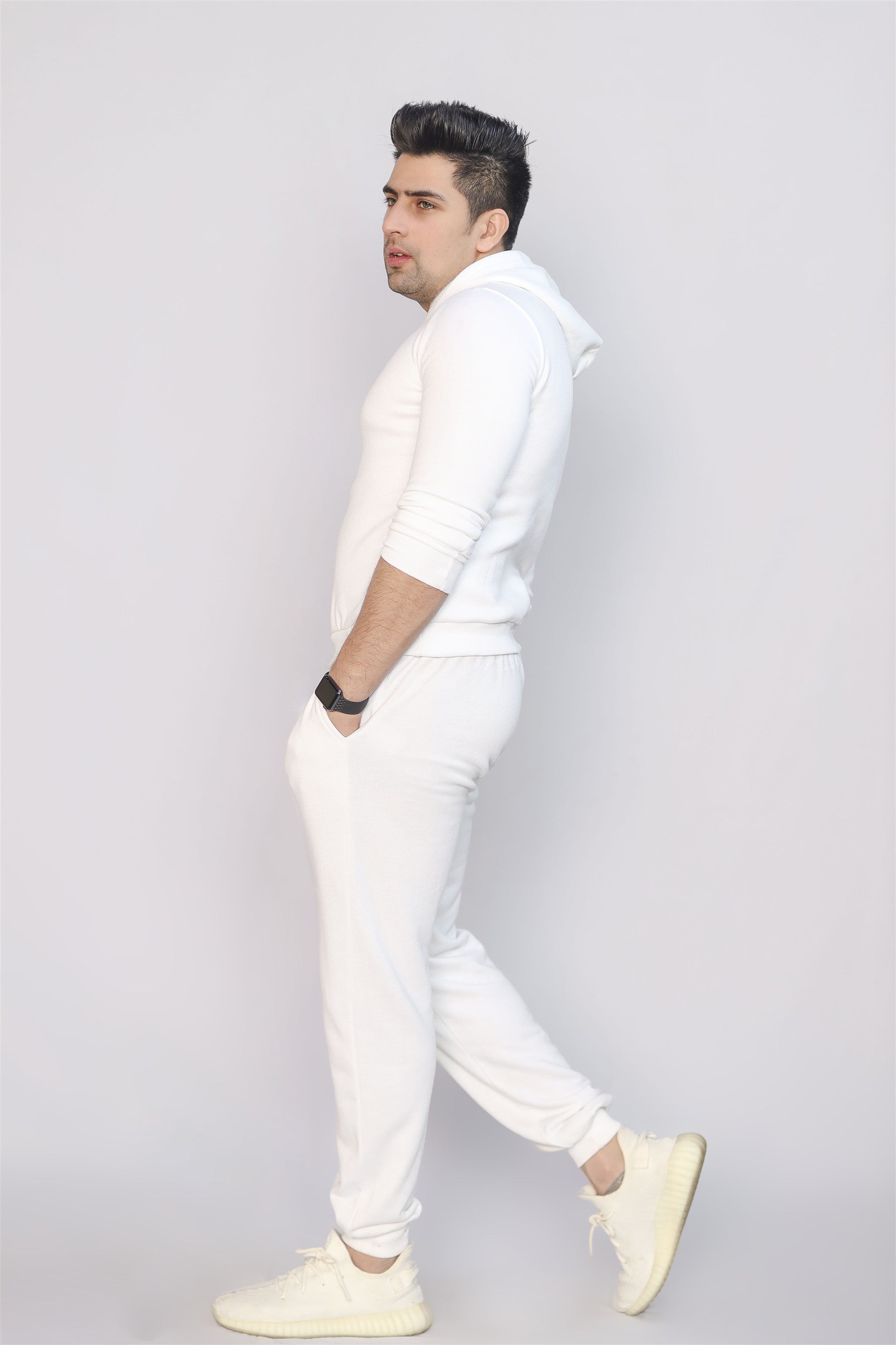 MEN'S COTTON KNITTED TERRY TROUSER WHITE SPACEDOUT PRINT