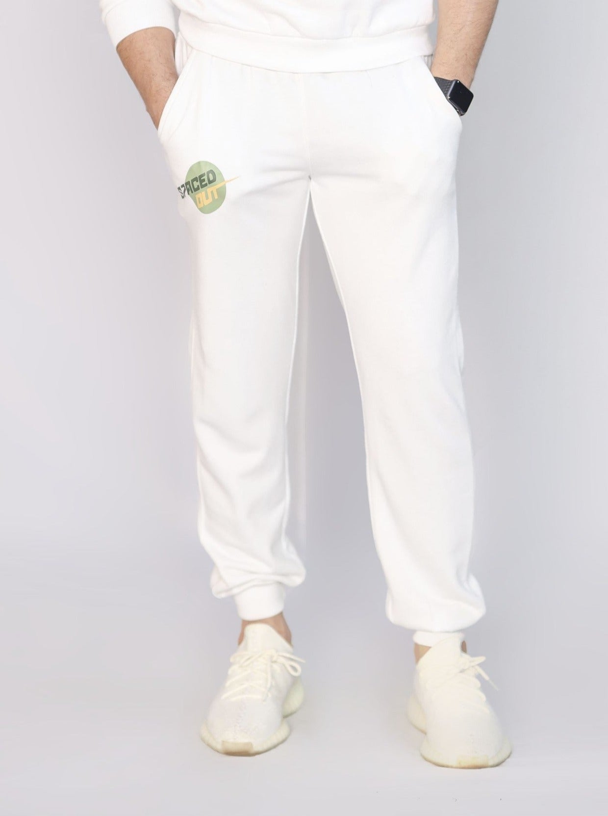 MEN'S COTTON KNITTED TERRY TROUSER WHITE SPACEDOUT PRINT