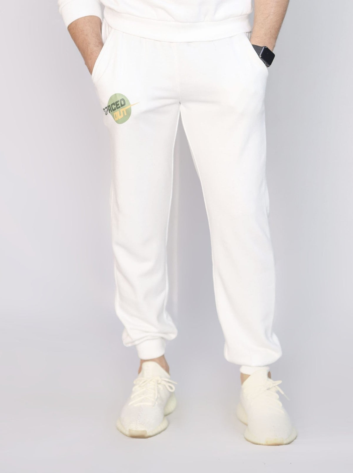 COTTON KNITTED TERRY TROUSER WHITE SPACEOUT PRINT