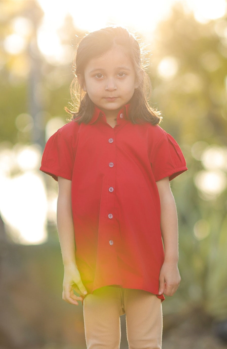 ROOTS BLOUSE MAROON HALF SLEEVE (GIRLS)