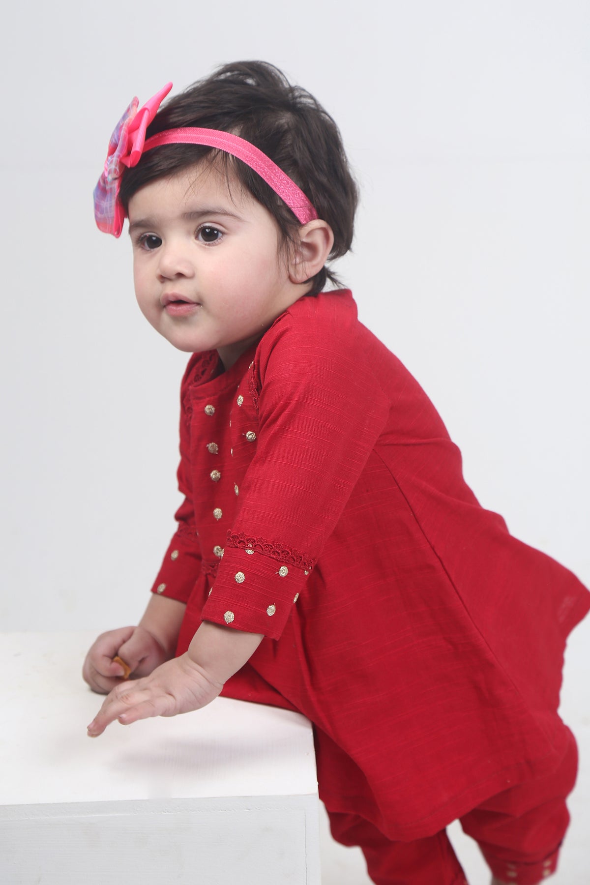 2 PIECE - RED EMBROIDERED KHADDAR SUIT