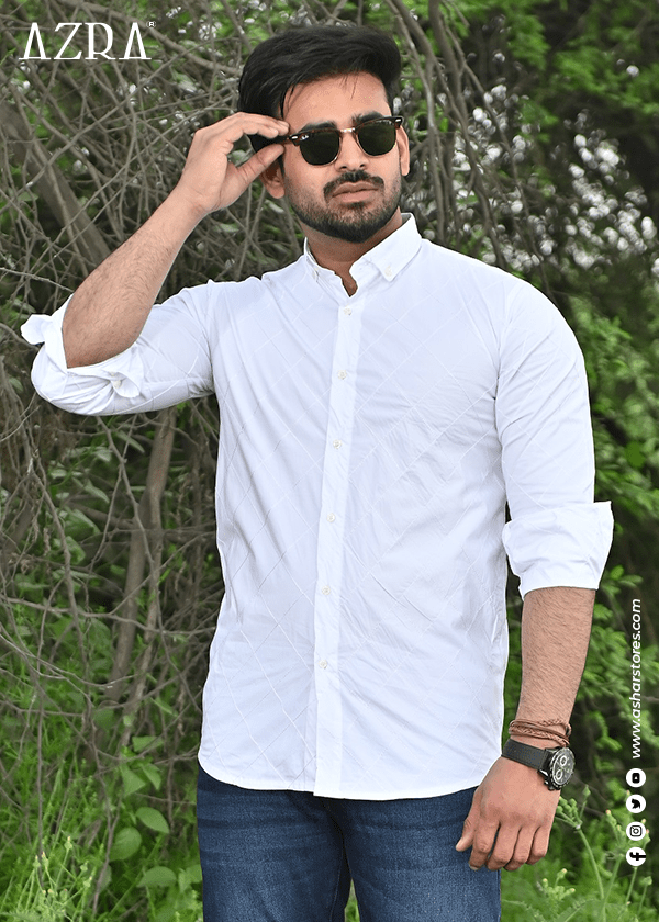 CASUAL SHIRT EMB WHITE