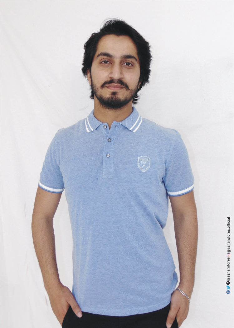 MEN'S POLO SKY WITH FRONT EMB