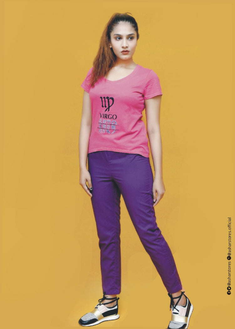 LADIES VIRGO LETTER PRINT T-SHIRT