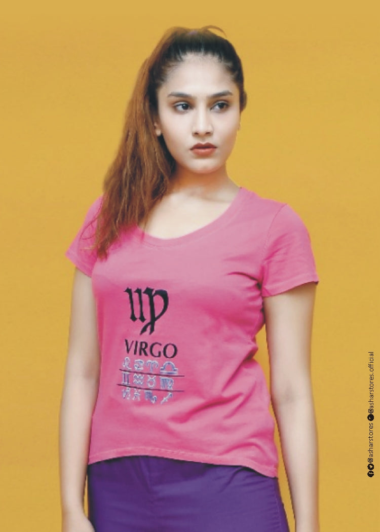 LADIES VIRGO LETTER PRINT T-SHIRT